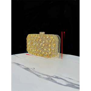 حقائب يد كريستالية للحفلات وحفلات الزفاف، حقيبة معدنية مرصعة بالأحجار الكريمة، حقيبة أنيقة للنساء على شكل سلة من السبائك مع اللؤلؤ - Product Image 3