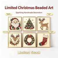 Kit d'art de broderie de perles et de diamants DIY pour décoration d'ambiance de Noël, toile de broderie de perles faite à la main 20cm*20cm, ornement cadeau de fêtes