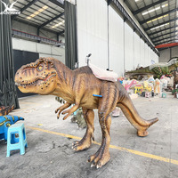 Dinosaure animatronique interactif à chevaucher, T-Rex Velociraptor robotisé à 3 roues pour parcs d'attractions, sites touristiques et usage commercial