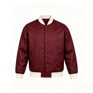 Chaqueta Varsity Negra para Hombre con Ribete Blanco, Corte Regular, Chaqueta Bomber Informal de Poliéster para Otoño - Product Image 4