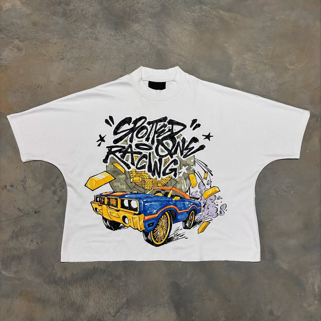 QYOURECLO Custom DTG Printing Graphic Shirts Heavyweight Streetwear Oversized Boxy Tee Cotton Cropped Men T-shirt