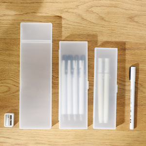 Translucent Plastic Pencil Case Polypropylene Storage Containers Box with Hinged Lid and Snap Closure for Pencils