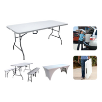 Table pliante rectangulaire en plastique HDPE, portable, pour extérieur, banquet, traiteur, fête, événement