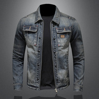 2025 automne rétro Vintage moto veste pour hommes à la mode Style coréen coupe ajustée Denim manteau décontracté Design élégant