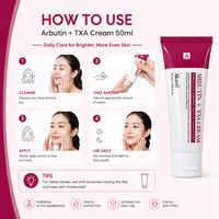 Crème à l'arbutine et à l'acide tranexamique Akaril |   Correcteur de taches brunes, éclaircissant, unifie le teint, atténue l'hyperpigmentation, crème pour le visage 50ml