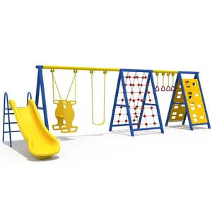 बच्चों और बच्चों के लिए खेल का मैदान प्लास्टिक स्लाइड के साथ स्विंग सेट