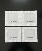 Serviettes de cocktail brodées sur mesure, sous-verres en lin exquis pour mariage et cadeau de pendaison de crémaillère