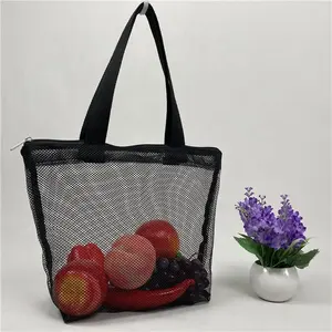 Özelleştirilmiş örgü askılı çanta ucuz Oem siyah Tote örgü çanta çanta kişiselleştirilmiş spor siyah Tote çanta