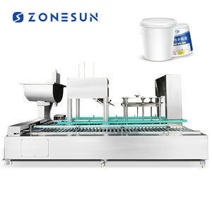 Machine de remplissage et de bouchage automatique ZONESUN ZS-GTW1D pour barils en plastique anti-explosion, revêtement en latex, peinture, pâte, pesage - Product Image 1