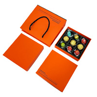 Boîtes cadeaux personnalisées de luxe pour petits chocolats, logo personnalisé, papier cartonné orange enduit, boîte rigide, matériaux recyclés argentés