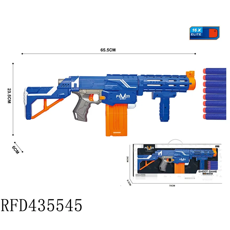 Pistola de balas suaves de EVA para niños, juguete Manual con 16 balas