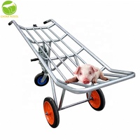 Chariot manuel à trois roues pour le transport de porcs avec treuil, chariot de transport d'animaux pour usage agricole
