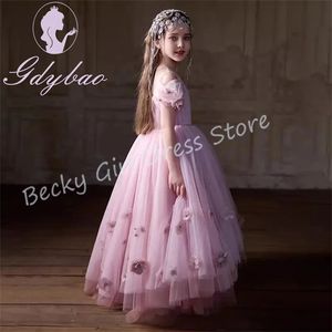 Düğün için özelleştirilmiş Çiçek Kız Elbiseleri Dantel Tül Çiçek Aplikler a-Line Muhteşem Kızın Hediyesi Doğum Günü Partisi Balo Elbisesi - Product Image 4