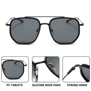 Lunettes de soleil pilote classiques à double pont, personnalisables avec logo, tendance 2025, protection UV400, monture métallique carrée pour hommes et femmes - Product Image 3