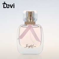 Ligne de production complète Devi, flacons de parfum en verre de 30 ml, estampage à chaud, vaporisateur à pompe, personnalisable, nœud rose, style luxueux, boîte en carton
