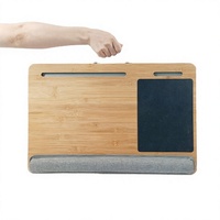 Bureau portable en bambou avec coussin et tapis de souris, plateau de lit, table d'étude avec support pour téléphone pour la maison et le bureau