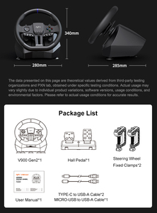 พวงมาลัยเกม GEN2 V900 pxn พร้อมแป้นเหยียบและแรงสั่นสะเทือนสำหรับเกม Xbox สกปรก<span class=keywords><strong>3</strong></span> - Product Image 6