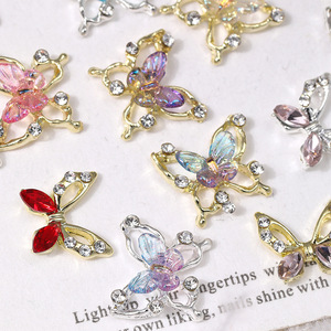 Breloques Papillon 3D en Alliage Métallique Or et Argent, Strass Zircon, pour Ongles, Cheveux, Accessoires de Bricolage et Décoration - Product Image 3