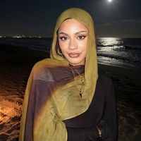 Hijab Polyester Cetak Ombre Olive, Ringan, Lembut, Bahan Modal Tenun, Syal Muslimah Wanita, Penjualan Panas