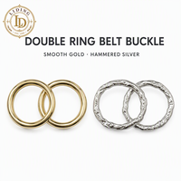 Boucle de ceinture à double anneau entrelacé en alliage de zinc, finition martelée argentée et lisse dorée, deux styles, pour ceintures de taille femme, vente en gros