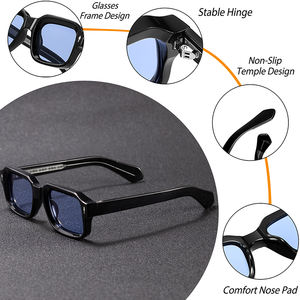 Gafas de Sol Cuadradas Personalizadas al por Mayor HBK <span class=keywords><strong>Concept</strong></span> K40483, Armazón de Acetato TR90, Estilo Punk Vintage, Impresión de Logotipo OEM, UV400 - Product Image 5