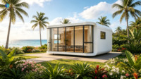 Maison préfabriquée mobile de luxe, capsule, villa en verre haut de gamme, design moderne pour hôtel en bord de mer, station balnéaire, maison d'hôtes