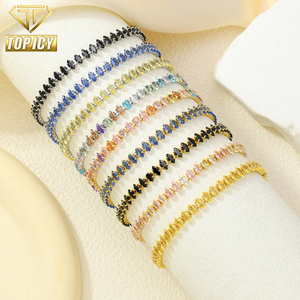 Nueva Tendencia 2026 Pulsera de Tenis con Piedra Marquise de Colores Mixtos y Zirconia 5A, Chapada en Oro/Plata, Joyería Apilable TOP ICY para Mujer para Fiestas - Product Image 1