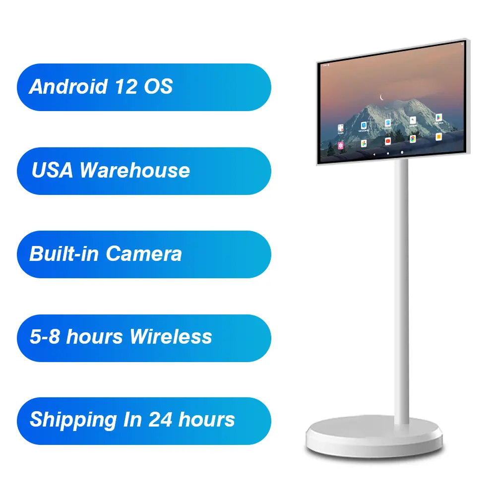 Tela de toque portátil de liga de alumínio LCD de 21,5 polegadas para ambientes internos Android smart tv educação tablet publicidade standbyme com wi-fi