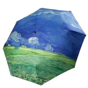 Pintura al óleo de Van Gogh sky 3 pliegues, paraguas de cierre automático, 3FAOAC24