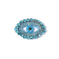 Patchs décoratifs 3D faits main en feutre non tissé en forme d'œil maléfique à coudre, avec strass en plastique multicolores, accessoires pour chapeaux