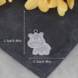 Colgante Qiandi de acero inoxidable, lindo animal hipopótamo accesorio DIY, collar de dibujos animados, pendientes y - Product Image 5