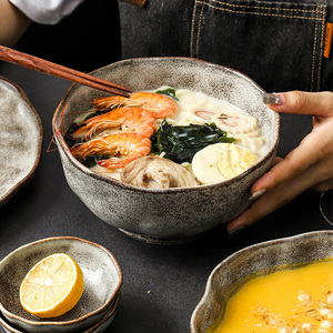 Vaisselle rétro en céramique faite à la main de style <span class=keywords><strong>japonais</strong></span> Vente en gros Creative Glaze coloré Salade <span class=keywords><strong>Ramen</strong></span> Soupe Riz Bol Assiette Dîner Service - Product Image 3