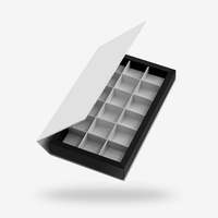 Maßgefertigte Schwarz-Weiße Farbblock-Fächerbox mit Klappdeckel für Schokoladen- und Süßigkeitenverpackungen