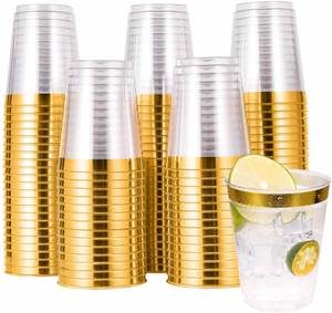 Gobelets jetables écologiques en plastique 10OZ 300ML, design moderne, motif rose, couleur et logo personnalisés, vaisselle de fête - Product Image 2