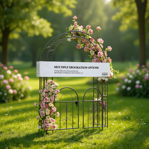 Arche de mariage en acier avec portail, arche métallique durable pour événements en plein air - Product Image 2