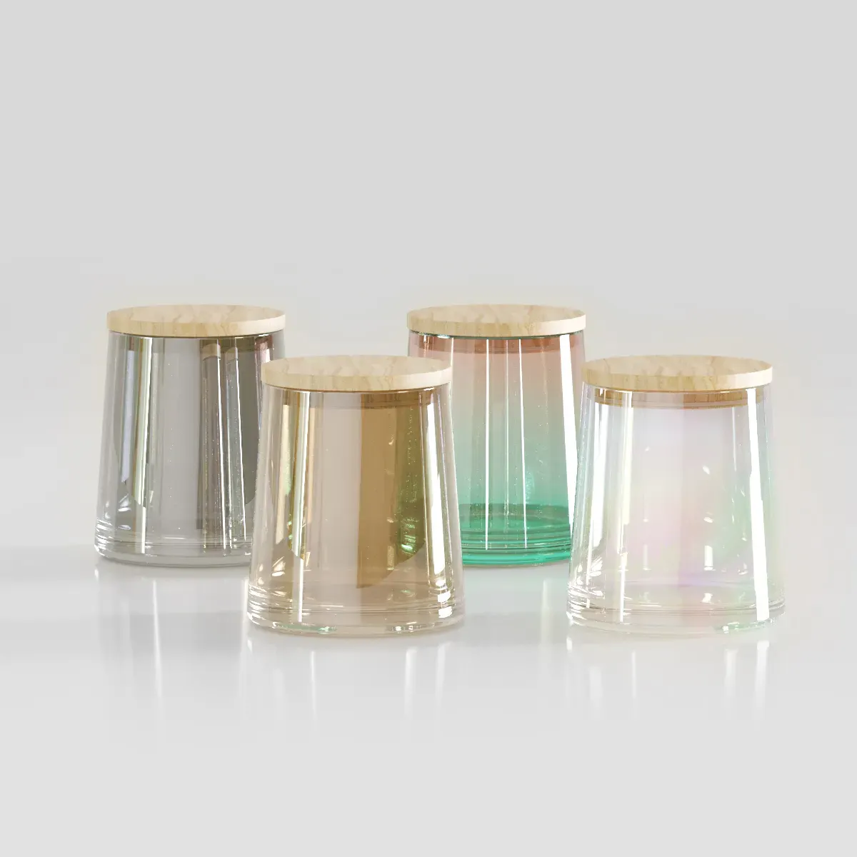 豪華な空のユニークなホログラフィックレインボーガラスキャンドルジャー8オンス10オンスガラスジャーキャンドル250ml300ml香りのキャンドル用ガラス瓶