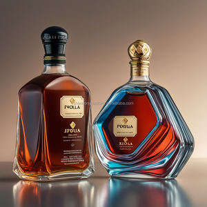 Bouteilles en verre Flint Premium 700ml/750ml pour Xo Brandy pour <span class=keywords><strong>Cognac</strong></span> Tequila Vodka Whisky <span class=keywords><strong>Rhum</strong></span> et autres alcools de liqueur Forme plate - Product Image 3