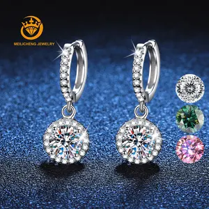 Certified 1 CT Moissanite Earrings for Women Sterling Silver 18K White Gold Plated Drop Earrings Lab Diamond Exquisite Jewelry