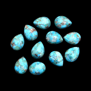 Turquoise AAA+ 8x11mm Cabochon en forme de poire Turquoise bleu Kingman naturel Pierre semi-précieuse Cabochon en vrac pour la fabrication de bijoux - Product Image 1