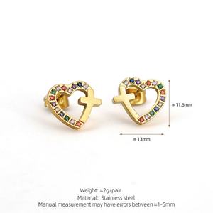 ผู้ผลิตต่างหูแบบติดหู สแตนเลส ต่างหูคลาสสิก แฟชั่นรูปหัวใจ ต่างหูเพชรซิคอน เครื่องประดับสำหรับผู้หญิง - Product Image 6