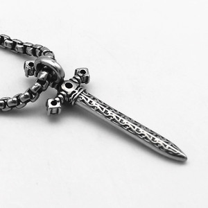 yunnique Stainless Steel Cross Pendant <b>Necklace</b> With Black Stones Geometric Design For Men And Women Fashion Jewelry - Product Image 4