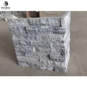 Interior Decorative Stone Wall Panel Ash Grey Quartzite Angle Corner Stacked Stone Panel