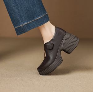 Botas de cuña de invierno para mujer, de cuero vacuno con patrón sólido, impermeables, hasta la rodilla, con cremallera, por encima de la rodilla, punta puntiaguda, tacón de cuña, nuevas - Product Image 5