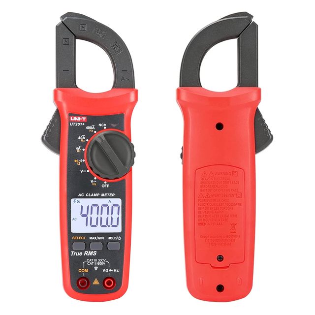 UT201+ Digital Clamp Meter Multifunction Electrician Current Measurement with True RMS NCV Intelligent
