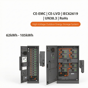 ระบบจัดเก็บพลังงานแสงอาทิตย์แบบกริดลิเธียมไอออนแรงดันสูงออลอินวัน 62KWH/105KWH 30KW 50KW สำหรับบ้าน 6000 รอบการใช้งาน IP55 HP1500K - Product Image 2