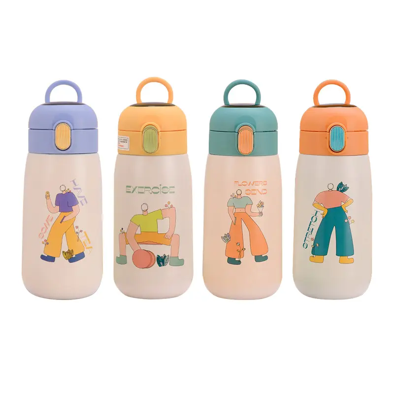 2024 Cute Cartoon Children's Student Water Bottle Kids with Modern LED Vacuum Bottle