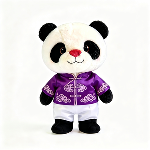 Peluche <span class=keywords><strong>Panda</strong></span> Style <span class=keywords><strong>Chinois</strong></span> Brodé Violet, Costume Tang, Doux et Rembourré, Souvenir Touristique Culturel - Product Image 1