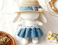 Ensemble de 2 pièces pour poupée : Robe en jean et dentelle, chapeau de paille avec nœud pour poupée en coton et peluche, accessoires de déguisement, vente en gros