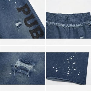 Pantalones de chándal para hombre, personalizados por el fabricante, con serigrafía, efecto Monkey Wash, rasgados, con salpicaduras de pintura, desgastados, 100% algodón, holgados - Product Image 2