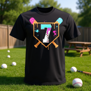 T-shirt Baseball 7th Birthday Ice Cream Drip per bambino di 7 anni - Product Image 3